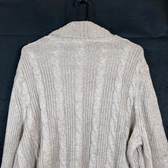 Express Womens Sweater Brown Cable Knitted Mock Neck Long Sleeve Tunic Large - Picture 11 of 12